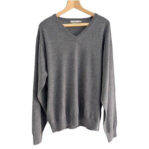 Peter Millar Men's Sz XXL Gray 100% Merino Wool Long Sleeve Pullover Sweater